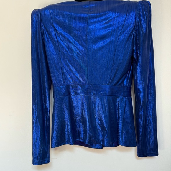 Koko & K London Cobalt Plisse Top with shoulder pads Size 2 - Picture 7 of 9